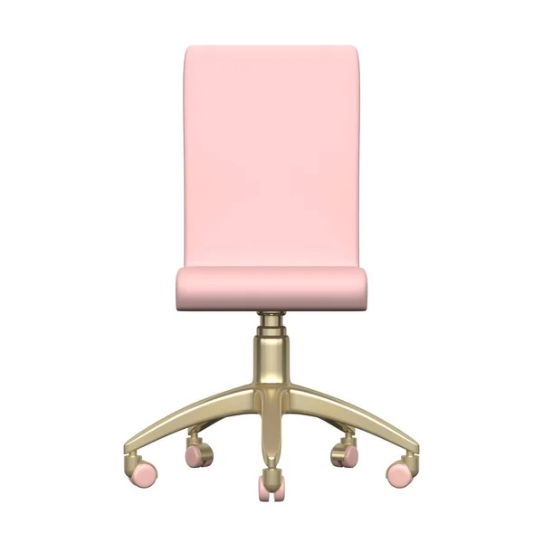 Silla Rosa Dorada Con Ruedas Sobre Fondo Blanco Renderizado — Foto de Stock