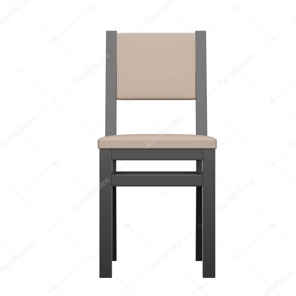 Black and brown classic chair. Front view. 3d rendering