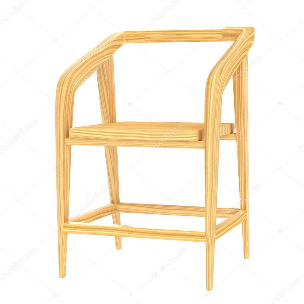 Modern wooden chair on a white background. 3d rendering