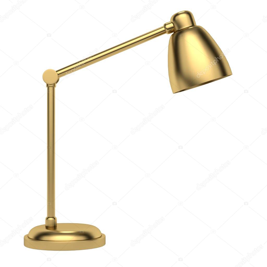 Modern golden table lamp on a white background. 3d rendering