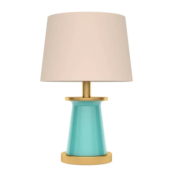 Moderno dourado com lâmpada de mesa azul sobre um fundo branco. Renderização 3d — Fotografia de Stock