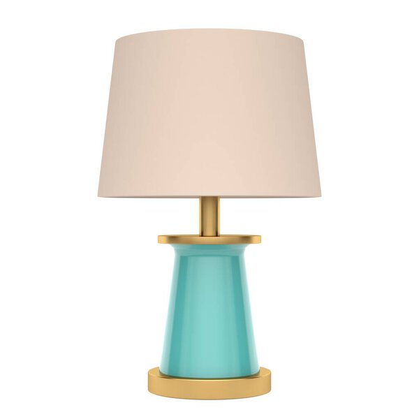 Современный золотистый с синей настольной лампой на белом фоне. 3d-рендеринг
