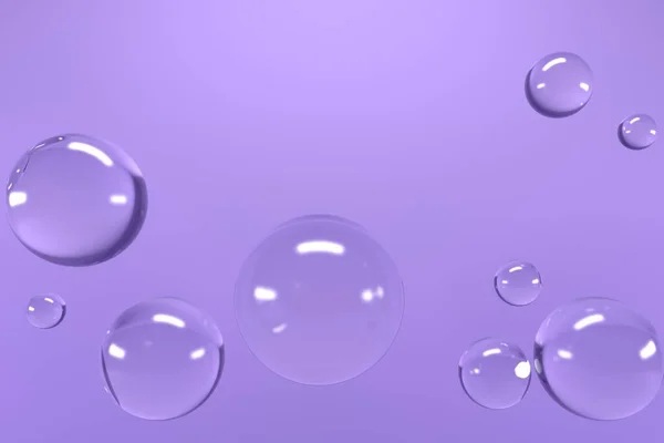 Fondo abstracto púrpura con esferas brillantes de vidrio. renderizado 3d — Foto de Stock