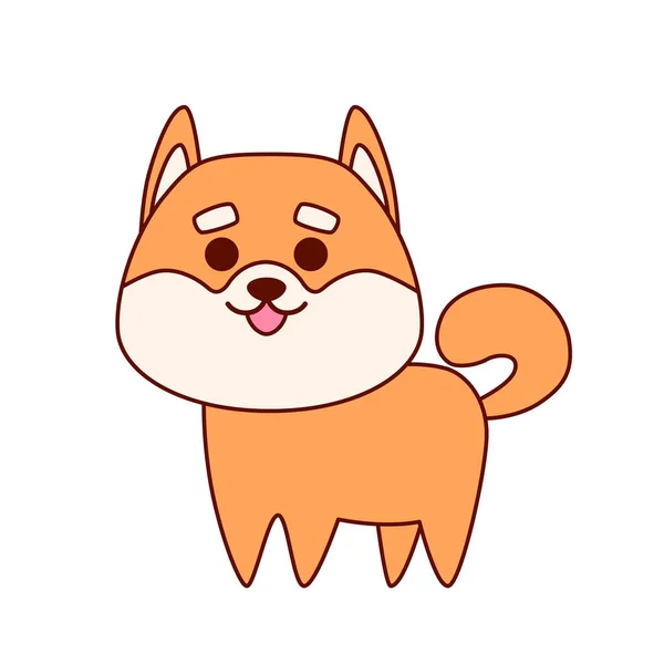 Aranyos Shiba Inu kutya. Lapos kialakítás kártyához vagy pólóhoz. Vektorillusztráció — Stock Vector