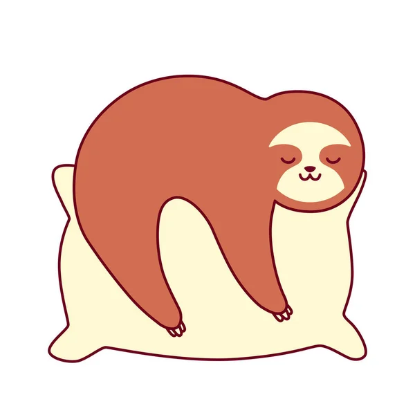 Cute sloth sleeping on a pillow. Flat design for poster or t-shirt. Vector illustration — Stock Vector