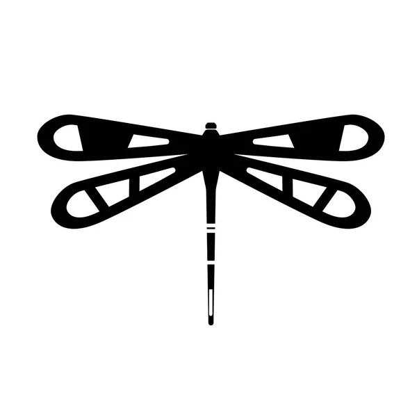 Black silhouette of a dragonfly. Flat design for poster or t-shirt. Vector illustration — Stock Vector