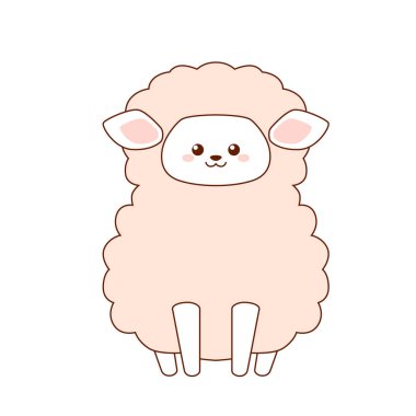 Şirin pembe koyunlar. Poster ya da tişört için düz tasarım. Vektör illüstrasyonu