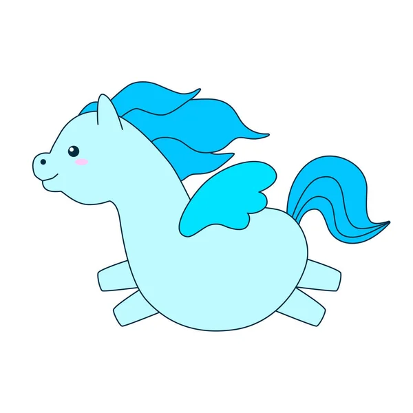 Cute little pegasus. Flat design for poster or t-shirt. Vector illustration — Stock Vector