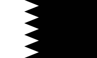 Bahreyn Bayrağı Siyah ve Beyaz. Country National Amblem Banner. Tek Renkli Gri Ölçekli EPS Vektör Dosyası.