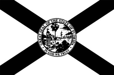 Florida FL Eyalet Bayrağı. Amerika. Siyah ve Beyaz EPS Vektör Dosyası.