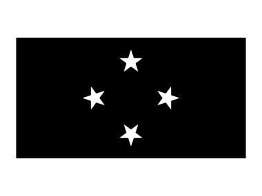 Mikronezya Bayrağı Siyah ve Beyaz. Country National Amblem Banner. Tek Renkli Gri Ölçekli EPS Vektör Dosyası.