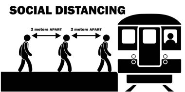 Platform İstasyonu Çubuk Hattı Kuyruğunda 2 milyon metre arayla biniş treni. Siyah ve Beyaz Vektör Dosyası