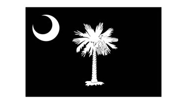 Güney Carolina Eyalet Bayrağı. Amerika Birleşik Devletleri. Siyah ve Beyaz EPS Vektör Dosyası.