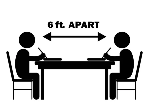 Dva Studenti Studium Psací Stůl Ilustrace Zobrazující Sociální Distancování Během — Stockový vektor
