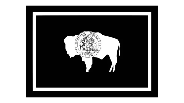 Wyoming State Flag Förenta Staterna Svart Och Vitt Eps Vektorfil — Stock vektor
