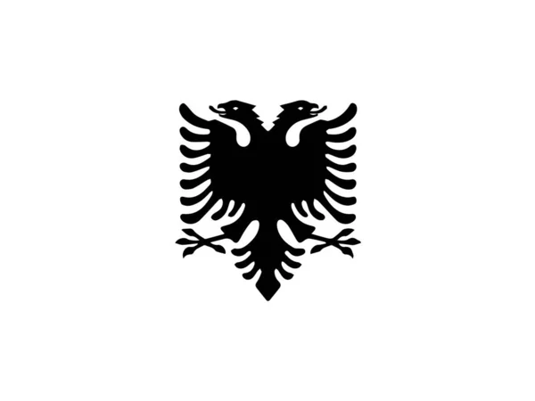Bandera Albania Blanco Negro Bandera Del Emblema Nacional Del País — Vector de stock