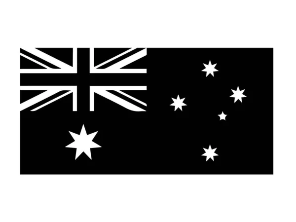 Bandera Australia Blanco Negro Bandera Del Emblema Nacional Del País — Vector de stock