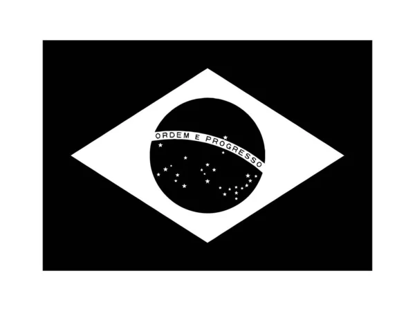 Brazílie Vlajka Černá Bílá Country National Emblem Banner Monochromatický Vektorový — Stockový vektor