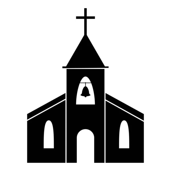 Icône Église Pictogramme Noir Blanc Représentant Une Église Chrétienne Avec — Image vectorielle