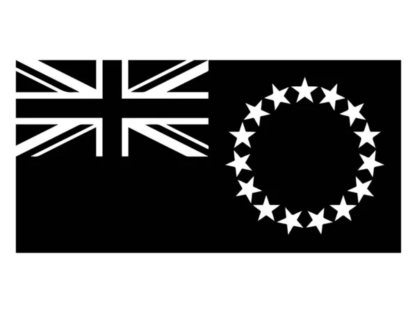 Cook Islands Flag Black White Country National Emblem Banner Monochromatický — Stockový vektor