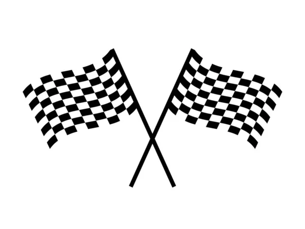 Bandera Carreras Cuadros Dobles Pictograma Blanco Negro Que Representa Banderas — Vector de stock