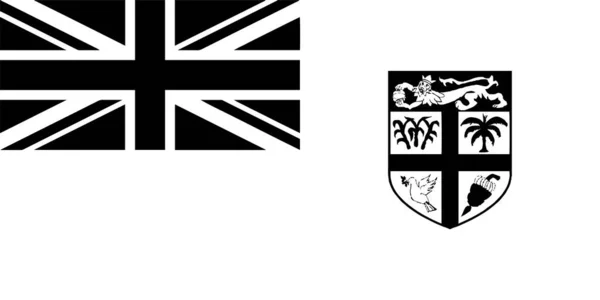 Fidži Flag Black White Country National Emblem Banner Monochromatický Vektorový — Stockový vektor