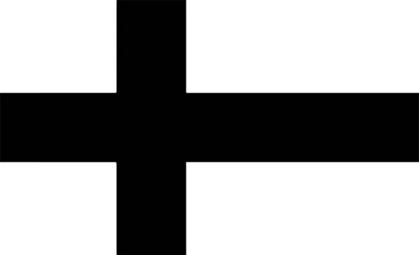 Черно Белый Флаг Финляндии Знамя Государственного Герба Страны Monochrome Grayscale — стоковый вектор