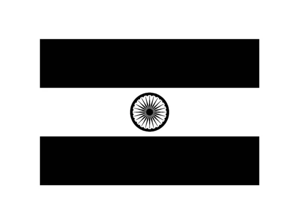 Inde Drapeau Indien Noir Blanc Bannière Emblème National Fichier Vectoriel — Image vectorielle