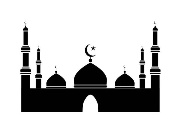 Islamitische Moskee Pictogram Van Een Moskee Zwart Witte Eps Vector — Stockvector