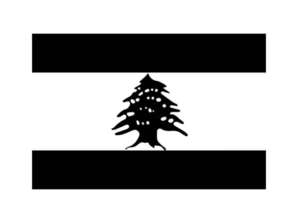 Libanon Flagga Svart Och Vitt Landets Nationella Emblem Banner Monokrom — Stock vektor
