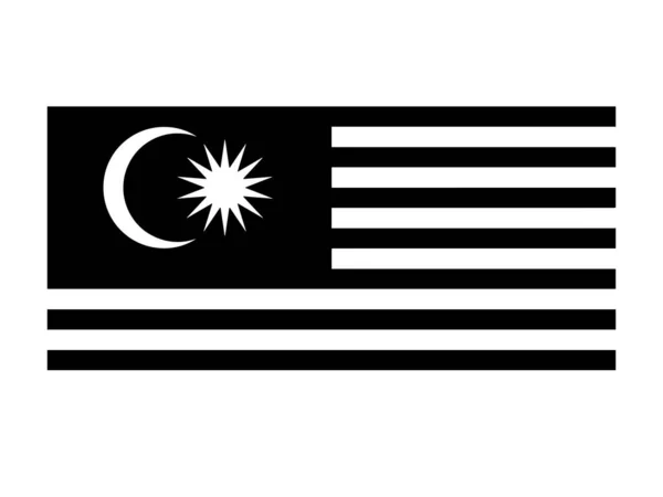 Malaysia Flag Black White Country National Emblem Banner Monochrome Grayscale — Stock Vector