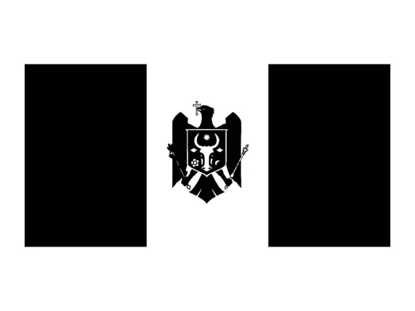 Moldavská Vlajka Černá Bílá Country National Emblem Banner Monochromatický Vektorový — Stockový vektor