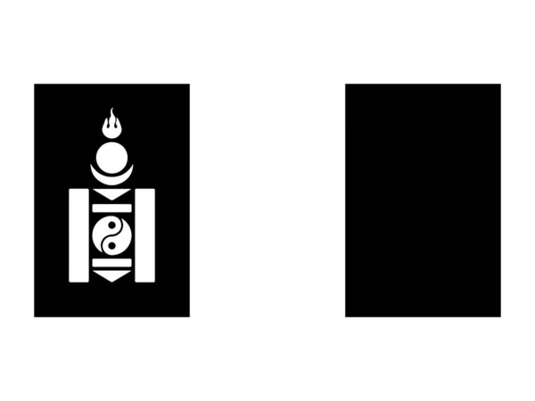 蒙古国旗黑白分明 国家国徽横幅 单色灰度Eps矢量文件 — 图库矢量图片