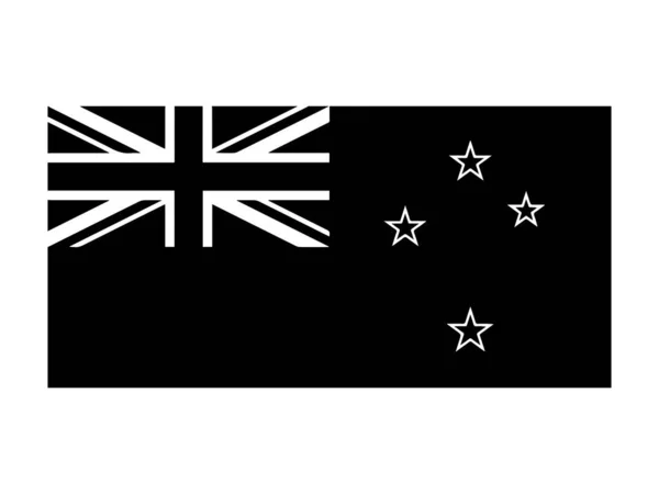 Yeni Zelanda Bayrağı Siyah Beyaz Country National Amblem Banner Tek — Stok Vektör