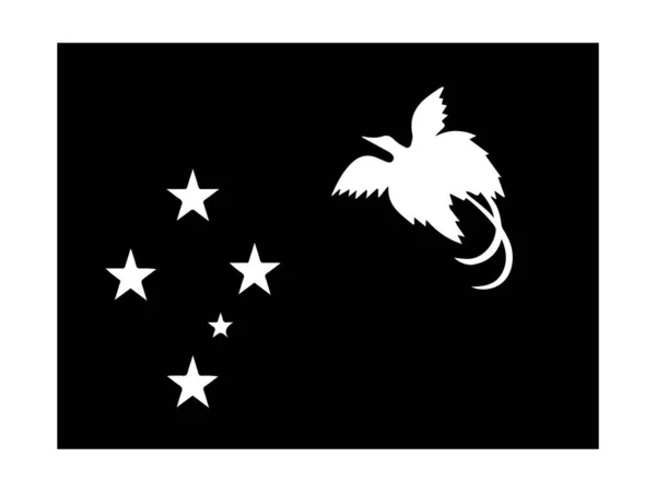 Papua Nowa Gwinea Flaga Czarno Biała Narodowy Sztandar Godła Monochromatyczny — Wektor stockowy