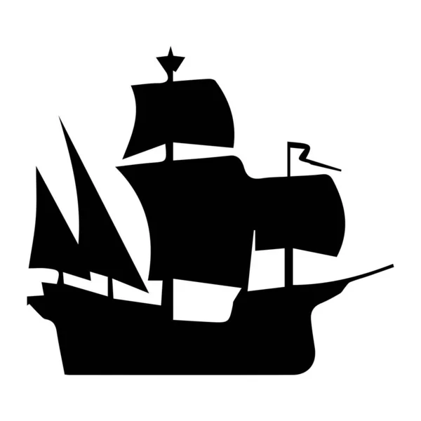 航行的船 一艘船的黑白象形文字 Eps病媒 — 图库矢量图片