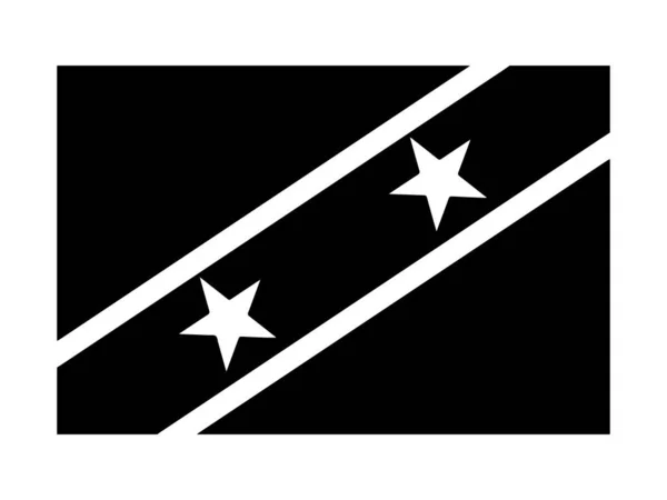 São Cristóvão Nevis Bandeira Preto Branco Banner Emblema Nacional País —  Vetores de Stock