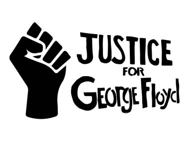 George Floyd ve Fist için adalet. Floyd Metni İçin Yumrukla Resim İspatlama Adaleti. Siyah ve Beyaz EPS Vektör Dosyası.
