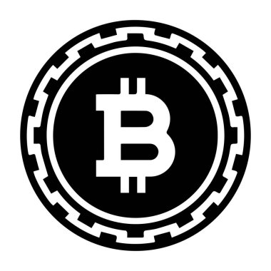 Bitcoin Logosu. Bitcoin kripto para işaretini tasvir eden bir resim. Siyah ve Beyaz EPS Vektör Dosyası.