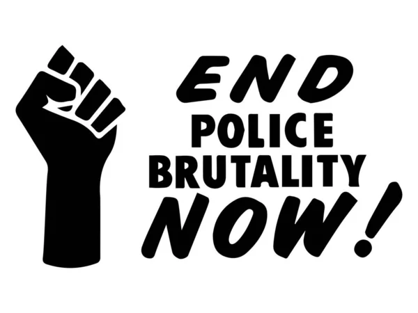 警察の残忍な行為を終わらせろ拳でテキストを Blm Fistでエンドポリス ブルータリティを描いたイラスト 黒が重要 白黒Epsベクトルファイル — ストックベクタ