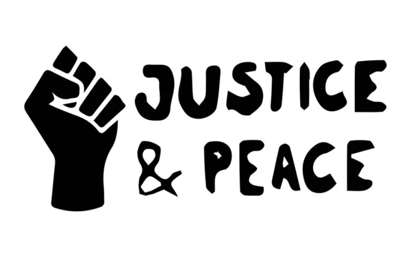 正义与和平与拳 图解描绘了与拳的和平与正义 Blm黑色生命很重要 黑白Eps矢量文件 — 图库矢量图片