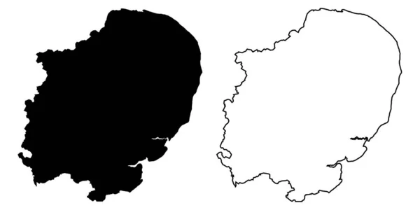 Carte Est Angleterre Cartes Noir Contour Fichier Vectoriel Eps — Image vectorielle