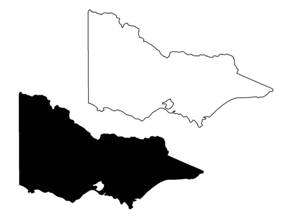 Mapa Victorie Austrálie Černé Obrysové Mapy Vektorový Soubor Eps — Stockový vektor