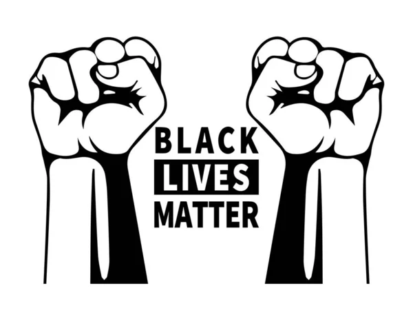 Black Lives Matter Text Com Dois Punhos Ilustração Pictograma Representando —  Vetores de Stock