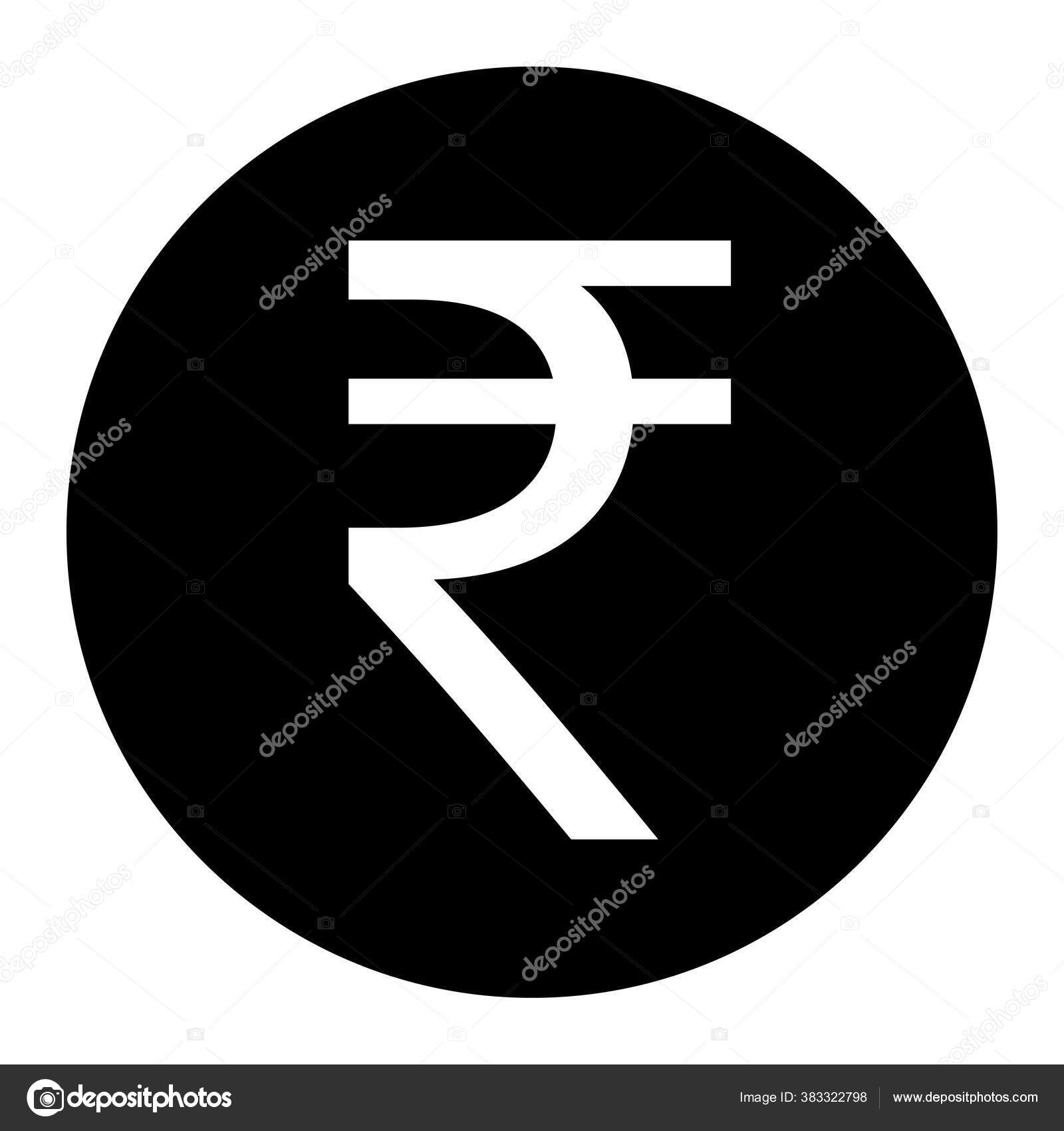 Inr印度卢比符号在白色背景上孤立的黑色说明Eps病媒图库矢量图©xileodesigns 383322798