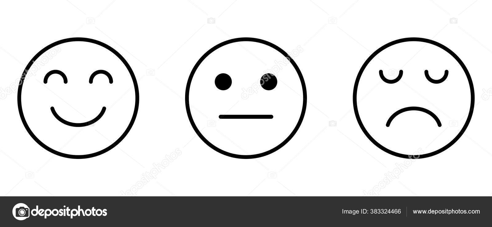 Smiley Sad Neutral Face Feedback Satisfaction Facial Emotion Emoji ...