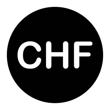 CHF İsviçre Frangı Sembol İşareti. Siyah illüstrasyon beyaz arka planda izole edildi. EPS Vektörü 
