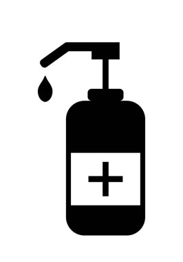 El dezenfektanı Şişe Simgesi. Siyah illüstrasyon beyaz arka planda izole edildi. EPS Vektörü 