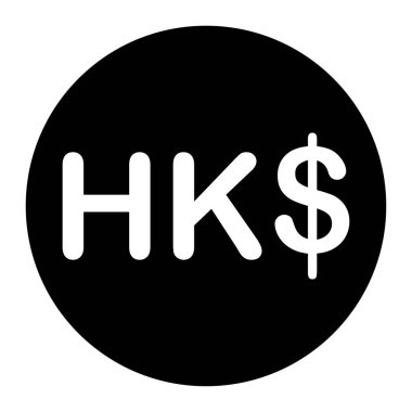 HKD Hong Kong Dolar İşaret Sembolü. Siyah illüstrasyon beyaz arka planda izole edildi. EPS Vektörü 