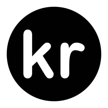 SEK İsveç Krona ve NOK Norveç Kronu Para Birimi Sembolü. Siyah illüstrasyon beyaz arka planda izole edildi. EPS Vektörü 